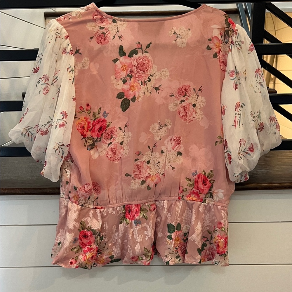 HEMANT & NANDITA Pink Floral Blouse - Picture 7 of 8